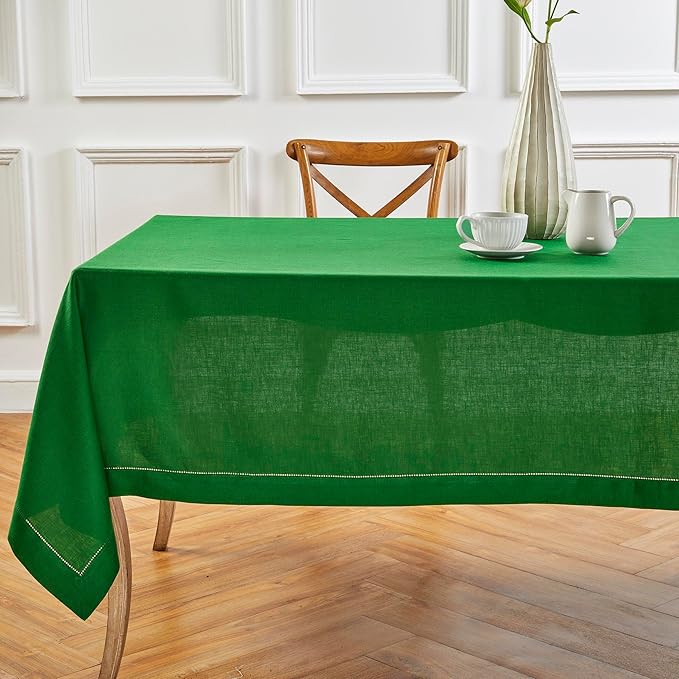 Solino Home Garden Green Linen Tablecloth 60 x 90 Inch by SolinoHome