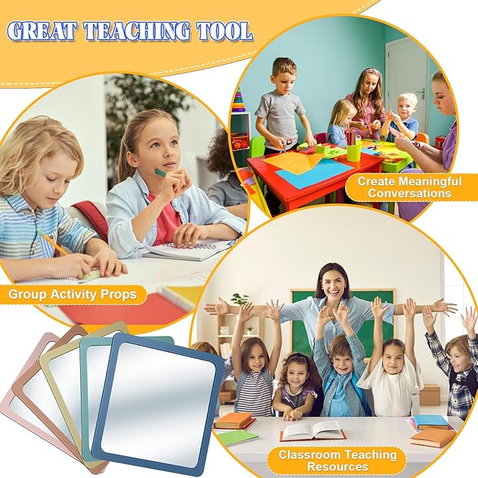 Dandat 10 Pcs Small Mirrors for Kids 6 x 6 Inch Square Shatter Proof Reflector - Image 4