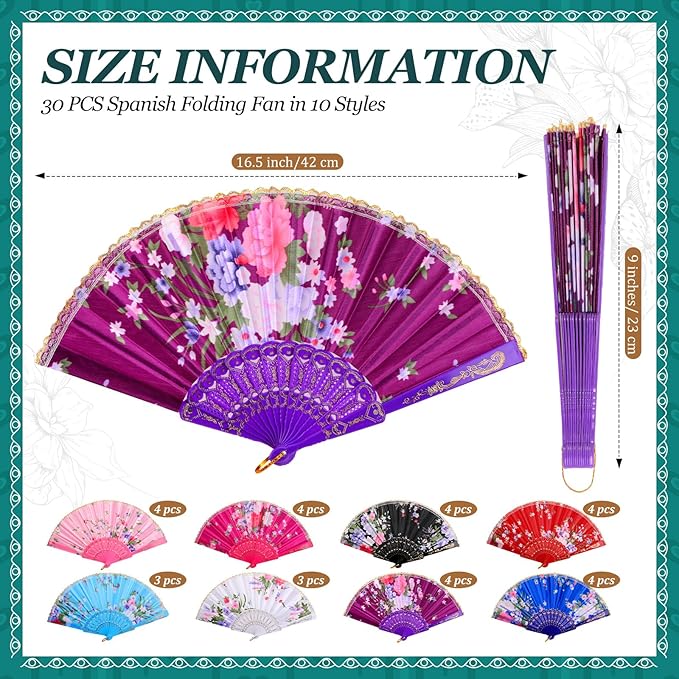 Geetery 30 Pcs Folding Hand Fan - Image 2