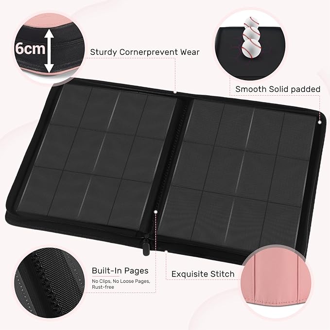 12 Pocket Card Binder, Zipper Trading Card Binder, 720 Large Capacity Side - Image 4