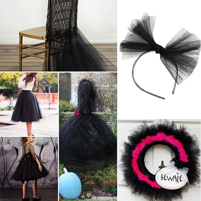 Black Tulle Fabric Rolls 6 Inch by 200 Yards Fabric Spool Tulle Ribbon - Image 5