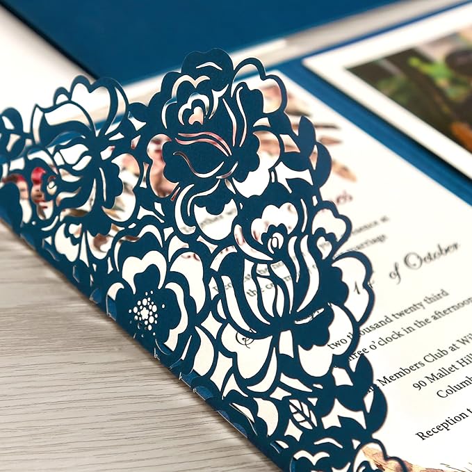 DORIS HOME 50pcs Laser Cut Wedding Invitations - Image 5