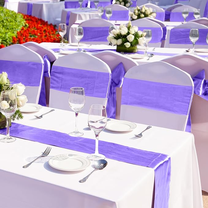 Aneco 12 Pack Satin Table Runner 12 x 108 Inch Pastel Rainbow Long Wedding - Image 5