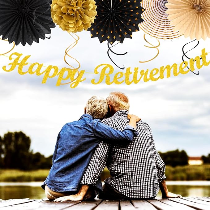 Black Gold Women-Men Happy-Retirement Party-Decorations - Image 6