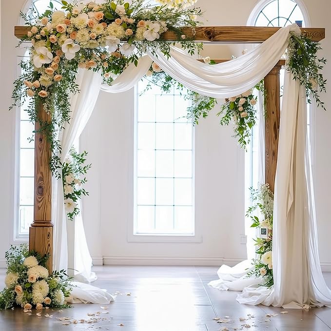 Wedding Arch Draping Fabric White Arch Drapes Sheer Backdrop Curtain - Image 5