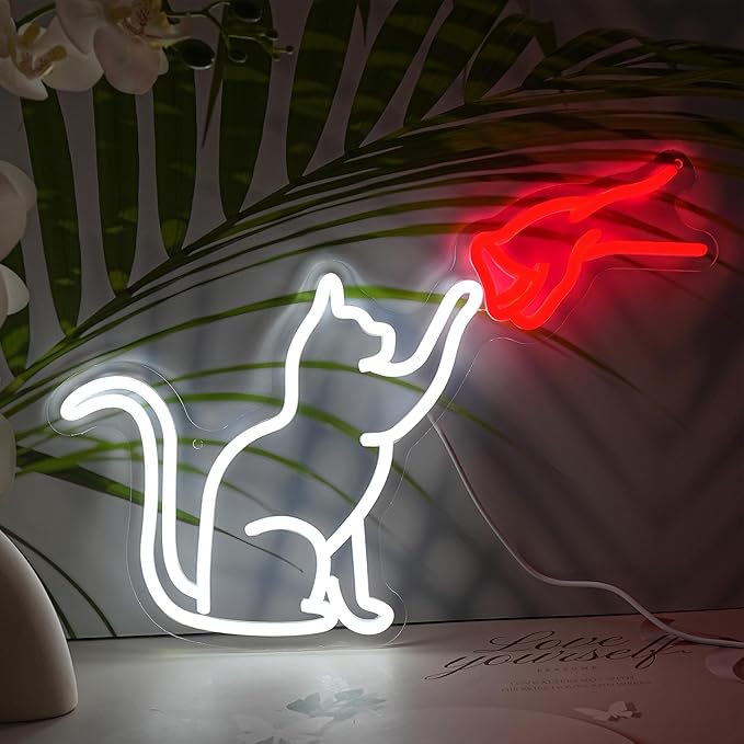 LISIGNVE Cat Handshake Neon Sign Human Beings and Animals Neon Light by LISIGNVE
