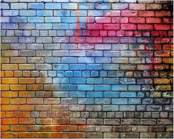 YYNXSY Colorful Brick Wall Photo Backdrop Retro Theme Stone Brick Wall by YYNXSYPhotographySupplies