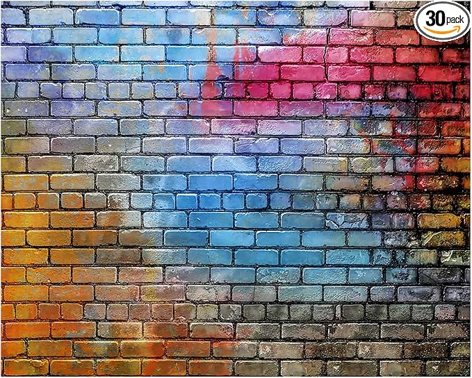 YYNXSY Colorful Brick Wall Photo Backdrop Retro Theme Stone Brick Wall by YYNXSYPhotographySupplies