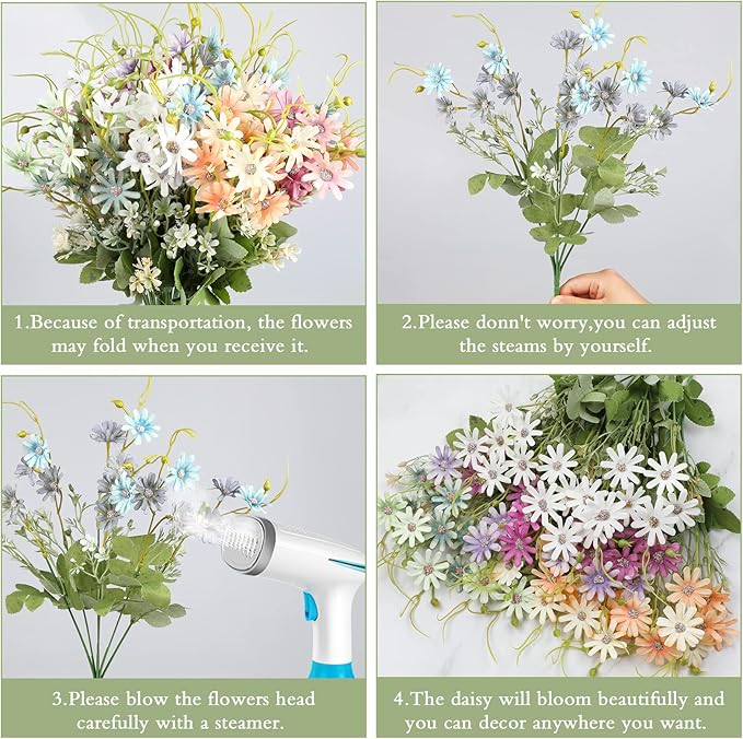 AmyHomie 6 Bundles Wildflowers Fake Daisy Outdoor Artificial Flowers UV - Image 2