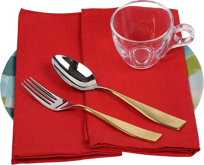 Urban Villa Dinner Napkins Solid Slub Set of 6 MUL Color Dinner Napkins Size - Image 2