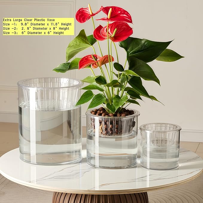 3 Acrylic Cylinder Clear Vase, Extra Large Unbreakable Plastic Flower Vases - Image 3