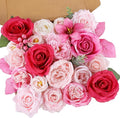 AmyHomie Fuchsia Pink Artificial Flowers Combo Silk Mix Peony Rose Fake Flowers by AmyHomie