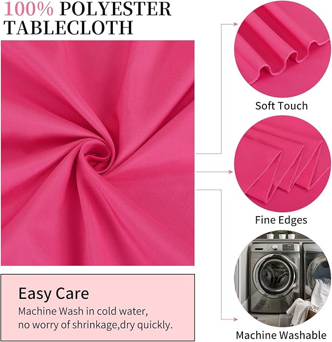 10 Pack Hot Pink Round Tablecloths 120 Inch, Circle Bulk Washable Linen - Image 3
