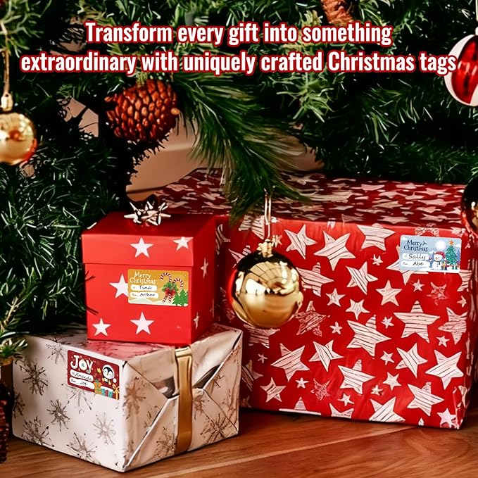 500 PCS Christmas Gift Tags Christmas Santa Claus Stickers Self Adhesive - Image 5