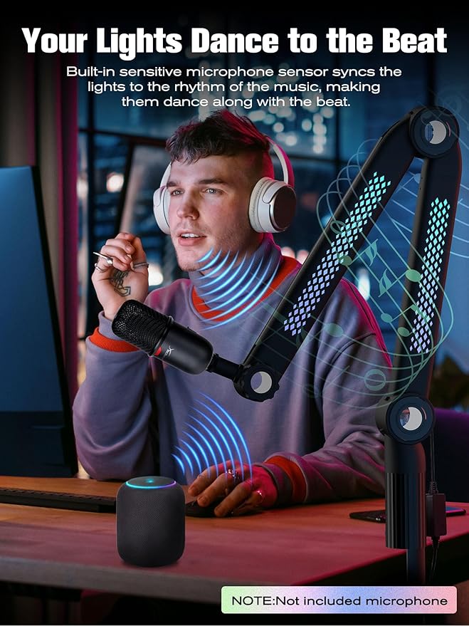 SUNMON RGB Mic Arm – Adjustable Boom Arm - Image 2