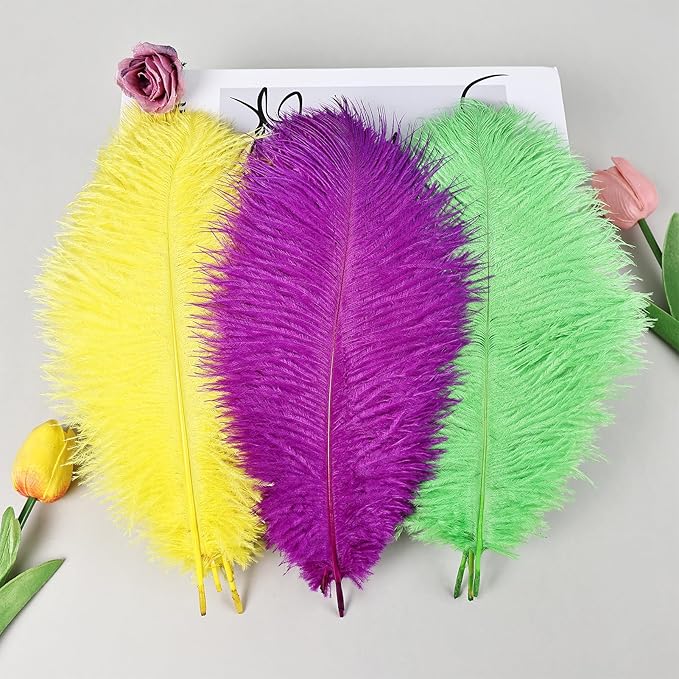 THARAHT Light Yellow Ostrich Feathers 24pcs Natural Bulk 8-10Inch 20cm-25cm - Image 2