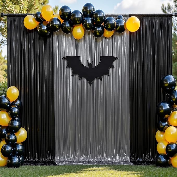 10x10 ft Wrinkle Free Black Silver Sequin Backdrop Curtain - Image 9