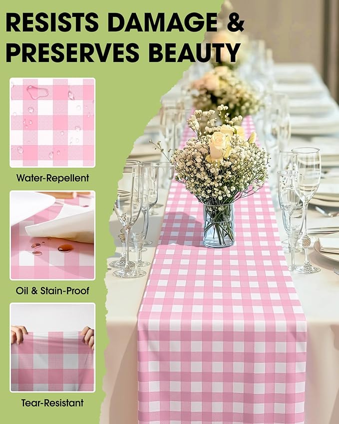 Pureegg Gingham Plastic Table Runners - Image 3