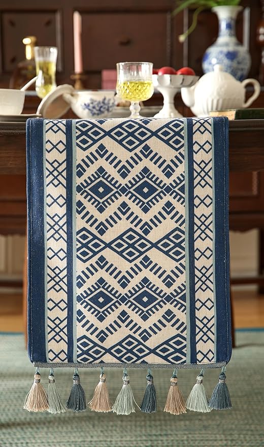 Chinoiserie Small Blue Stripe Cloth Runner - Image 6