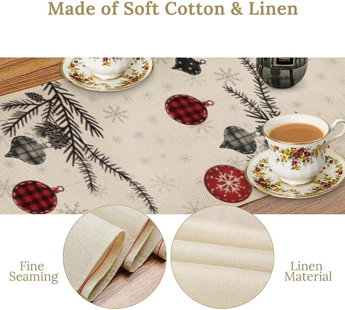Merry Christmas Table Runner, Winter Xmas Holiday Kitchen Dining Table - Image 5