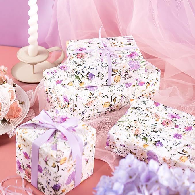 WRAPAHOLIC Kraft Floral Wrapping Paper Roll - Image 7