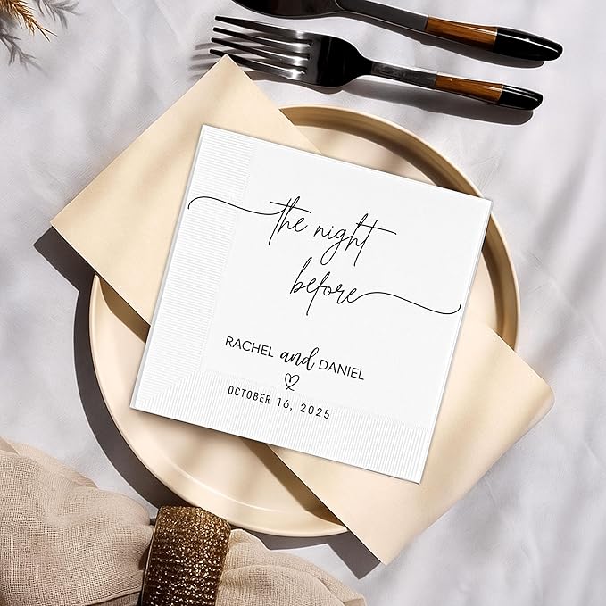 Luxury Personalized Rehearsal Dinner Napkins, Custom Rehearsal Dinner Decor - Image 3
