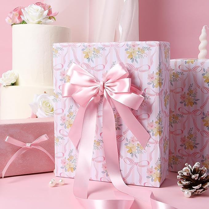LaRibbons Light Pink Satin Ribbon 1 Inch 50 Yards Luxury Double Faced Pink Silk - Image 2