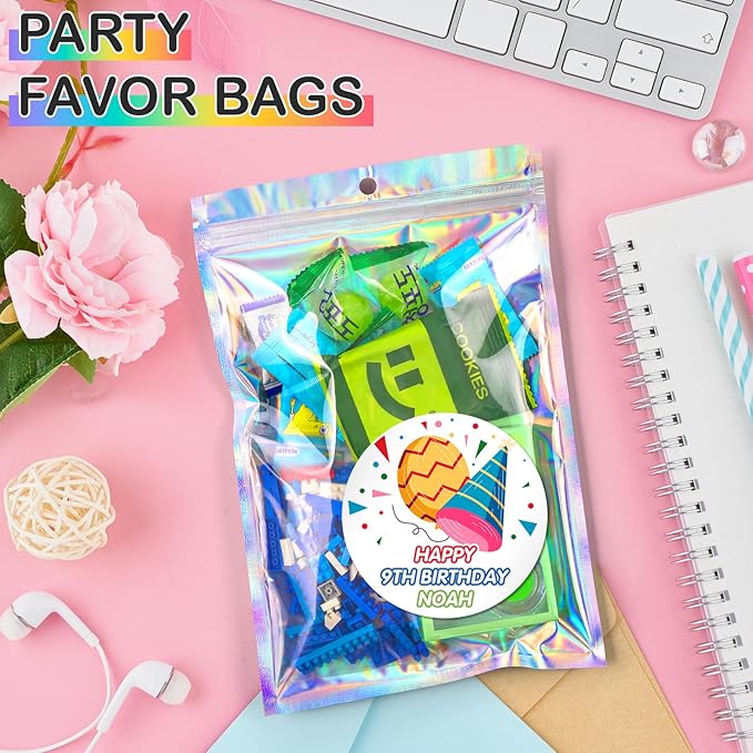 Funfery 50 Pcs Smell Proof Holographic Resealable Bags, 6.3x9.4in Clear Window - Image 4