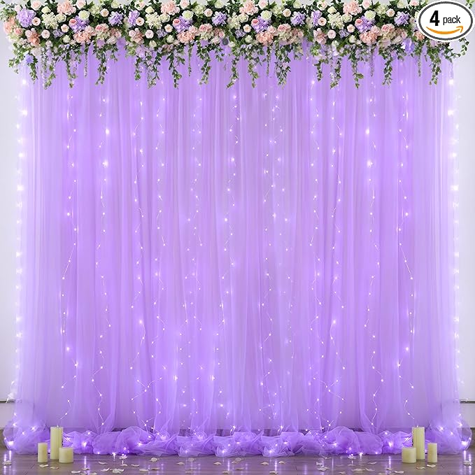 Lavender Tulle Backdrop Curtain by Suppromo