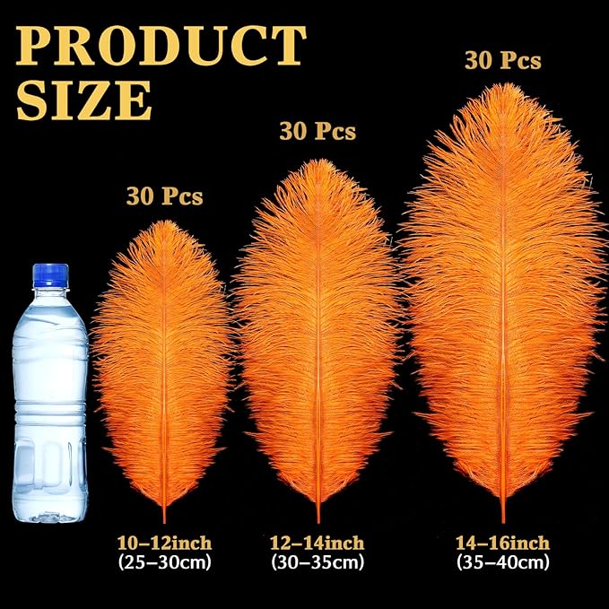 Maitys 90 Pcs Large Natural Ostrich Feathers Bulk 14-16 Inch 12-14 Inch 10-12 - Image 2