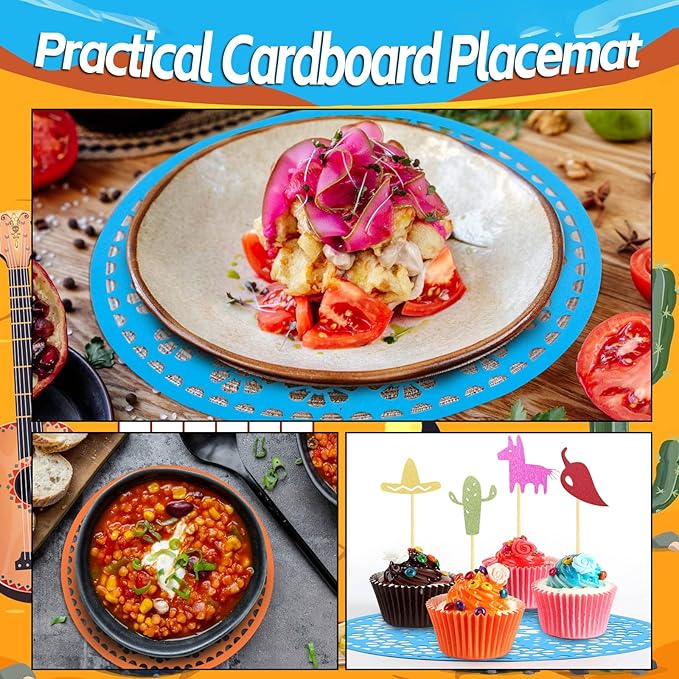 32 Pieces Fiesta Paper Place Mats 14" Mexican Papel Picado Cinco De Mayo - Image 5