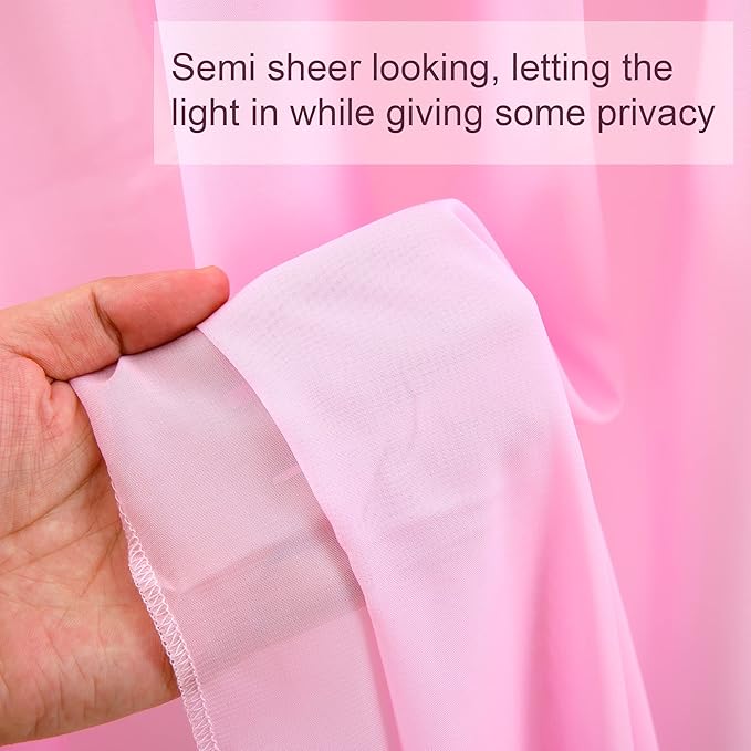 10ft x 10ft Pink Backdrop Curtains, Wrinkle-Free Sheer Chiffon Fabric Photo - Image 4