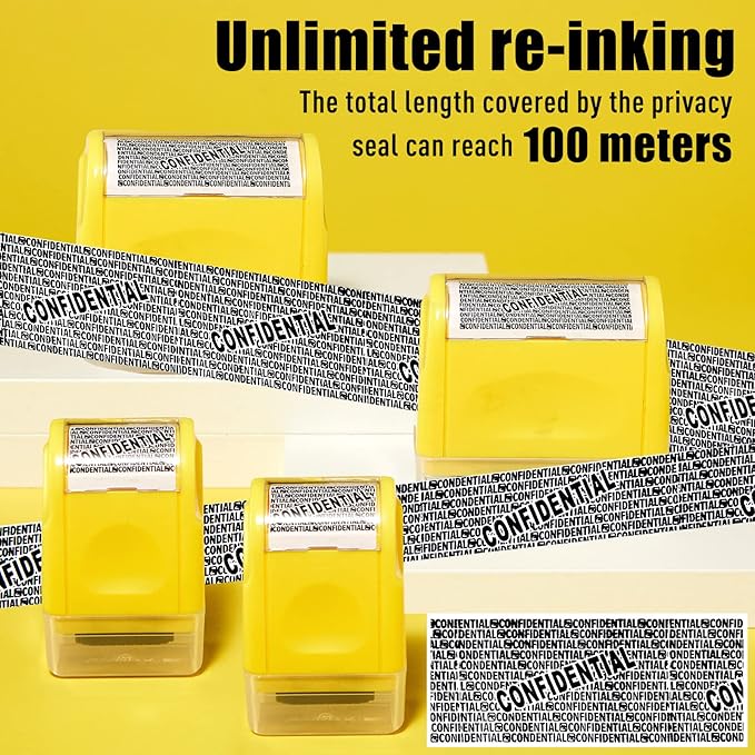 Mimorou 4 Pack Identity Theft Protection Roller Stamps Kit Confidential Privacy - Image 3