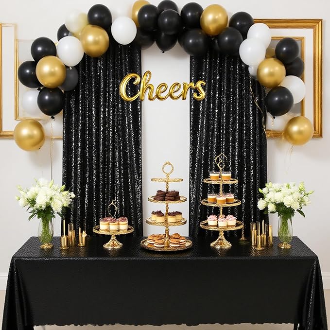 Sequin Backdrop 6x8FT Black Halloween Background Sequin Fabric Glitter Backdrop by QueenDream