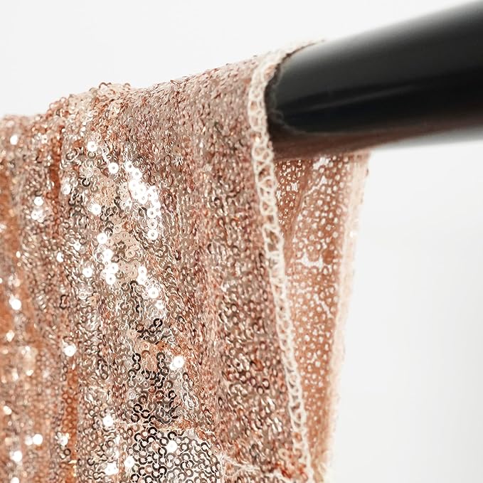 Eternal Beauty Sequin Backdrop Curtains, 2x8 Ft-2 Panels Rose Gold Back Drop - Image 6
