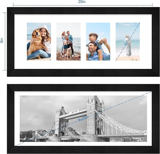 8x20 Picture Frame Set of 2, Rustic Black Wood Frame - Image 2