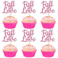 24 PCS Fall in Love Cupcake Toppers Glitter Fall Theme Party Cupcake Picks by ZHUOWEISM