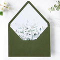 PONATIA 50PCS A7 Euro Flap Envelope, 5.25 x 7.25'' Olive Green Flowers Liner by ponatia