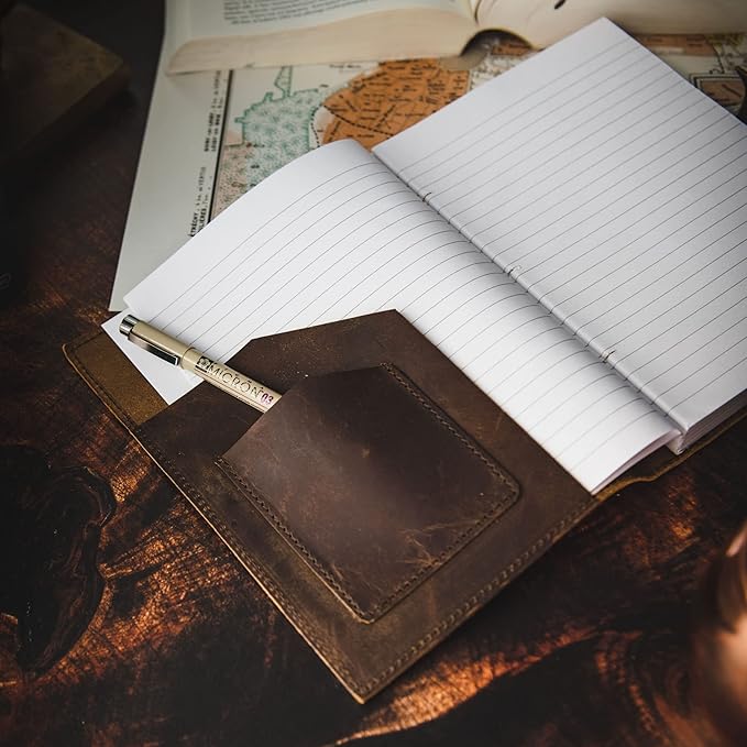 Refillable Leather Journal | Premium Lined A5 Notebook Cover | 200 Ruled - Image 5