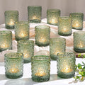 Green Votive Candle Holder Set of 36, Flower Tea Lights Candles Holders by Lanttu