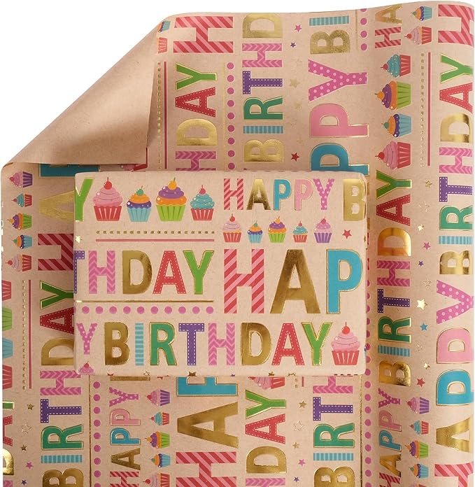 Aimyoo Colorful Birthday Wrapping Paper Roll - Image 2