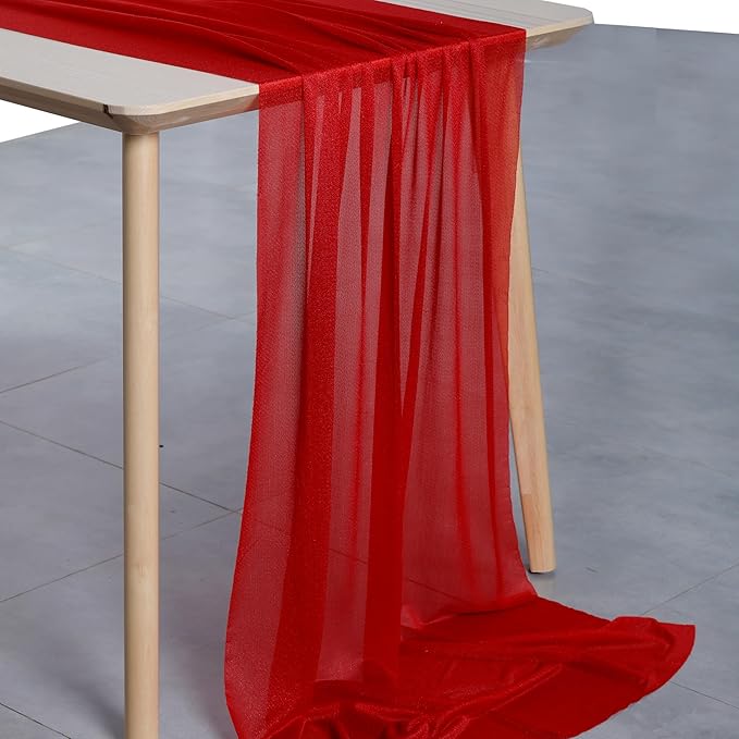 MDS 2 Pack 10ft Chiffon Table Runner 29 x 120 Inches Sheer Wedding Runner - Image 2