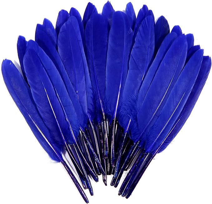 FeelfunFeather 120pcs Blue Goose Cochettes Feather Natural Bulk 4-6 inch 10-15cm by FeelFunFeather