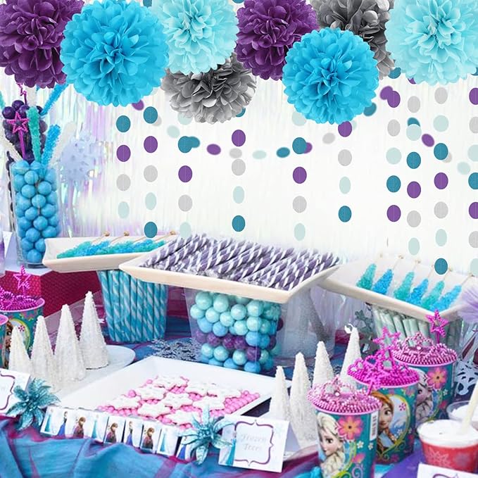 Purple-Blue Silver Frozen Christmas Party-Decorations - Image 6