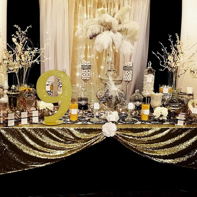 TONIFUL 11.8 Inch Gold Glitter Numbers Table Centerpieces 0-9 Birthday Party - Image 6