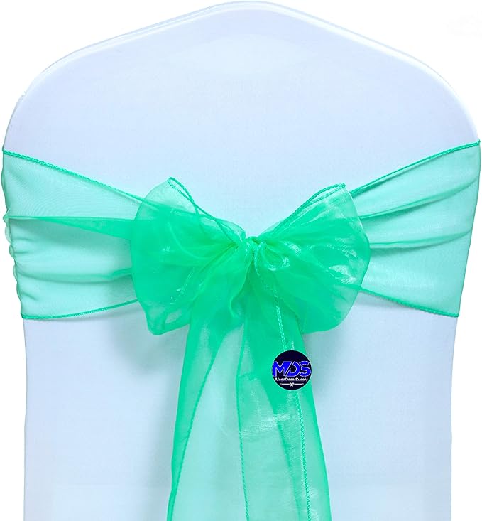 MDS Pack of 150 PCS Organza Chair Sashes Wider Dining Chair Bows Ribbon Tie Back - Image 3