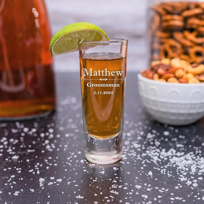Custom Engraved Shot Glass – 2oz Tall Clear Glass – Personalized Gift - Image 5