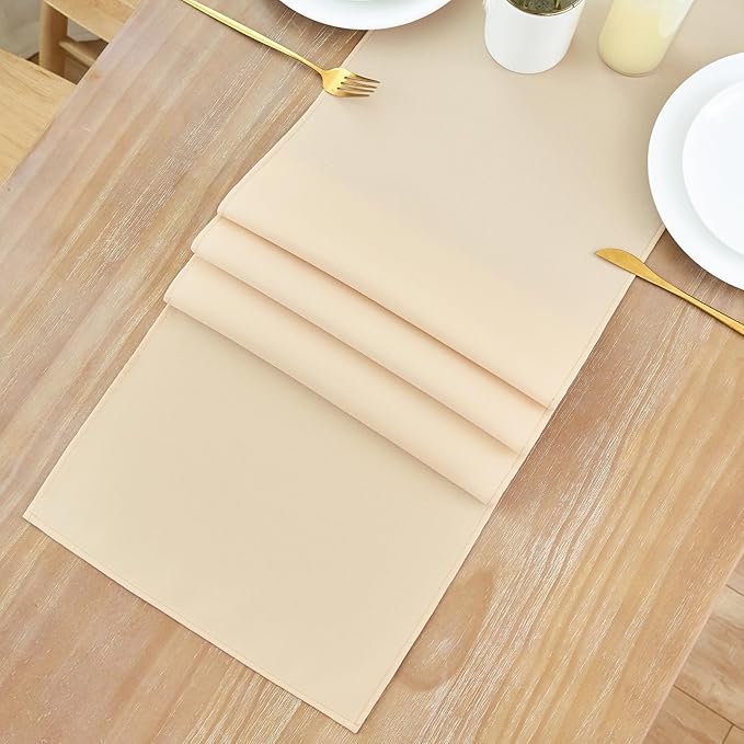 2 Pack Beige Small Short Table Runner 12 x 48 Inch Solid Color Runners Coffee - Image 8