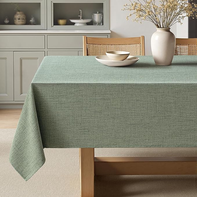 MIULEE Sage Green Linen Tablecloth 52x70 Inch Rectangle Table Cloth Waterproof by MIULEE
