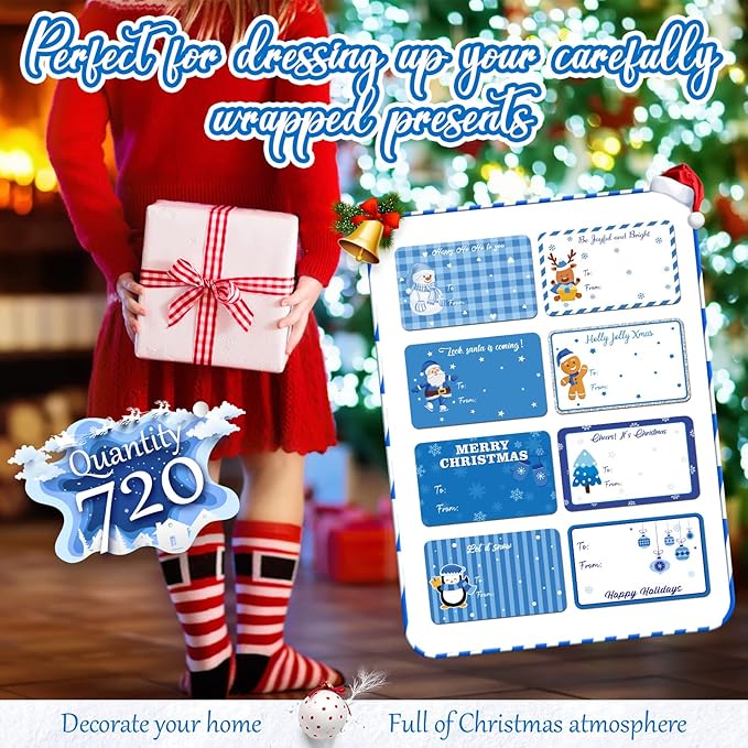 Zonon 720 Self-Adhesive Kraft Christmas Name Tags - Image 3
